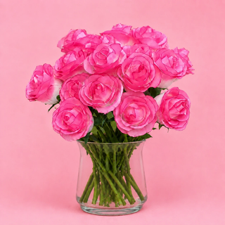 گل مصنوعی رز دسته 10 عددی صورتی مدل rose