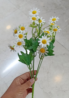 بوته بابونه مصنوعی سفید و زرد مدل 536